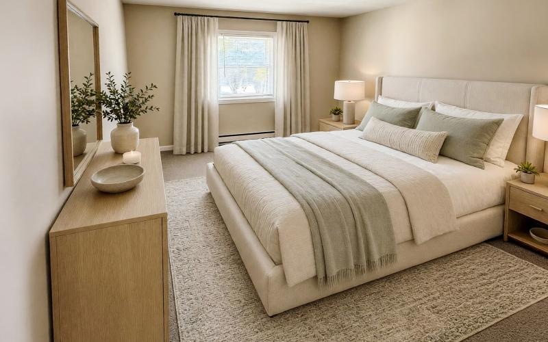 a large bed in a room
