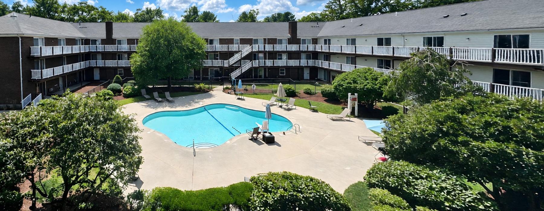 a swimming pool in a backyard